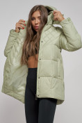 Купить Зимняя женская куртка молодежная с капюшоном салатового цвета 52301Sl, фото 9