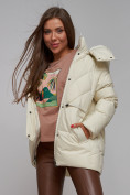 Купить Зимняя женская куртка модная с капюшоном бежевого цвета 52302B, фото 17
