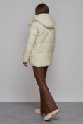 Купить Зимняя женская куртка модная с капюшоном бежевого цвета 52302B, фото 4