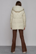 Купить Зимняя женская куртка модная с капюшоном бежевого цвета 52302B, фото 5
