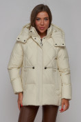 Купить Зимняя женская куртка модная с капюшоном бежевого цвета 52302B, фото 7
