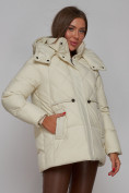 Купить Зимняя женская куртка модная с капюшоном бежевого цвета 52302B, фото 9