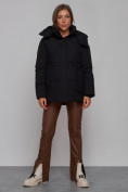 Купить Зимняя женская куртка модная с капюшоном черного цвета 52302Ch