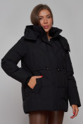 Купить Зимняя женская куртка модная с капюшоном черного цвета 52302Ch, фото 10