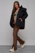 Купить Зимняя женская куртка модная с капюшоном черного цвета 52302Ch, фото 15