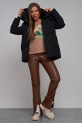 Купить Зимняя женская куртка модная с капюшоном черного цвета 52302Ch, фото 17
