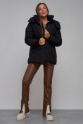 Купить Зимняя женская куртка модная с капюшоном черного цвета 52302Ch, фото 18