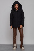 Купить Зимняя женская куртка модная с капюшоном черного цвета 52302Ch, фото 5