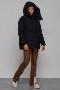 Купить Зимняя женская куртка модная с капюшоном черного цвета 52302Ch, фото 6