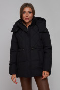 Купить Зимняя женская куртка модная с капюшоном черного цвета 52302Ch, фото 8