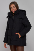 Купить Зимняя женская куртка модная с капюшоном черного цвета 52302Ch, фото 9