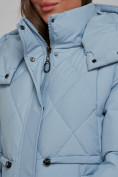 Купить Зимняя женская куртка модная с капюшоном голубого цвета 52302Gl, фото 12