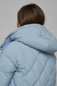 Купить Зимняя женская куртка модная с капюшоном голубого цвета 52302Gl, фото 13