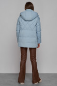Купить Зимняя женская куртка модная с капюшоном голубого цвета 52302Gl, фото 5