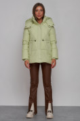 Купить Зимняя женская куртка модная с капюшоном салатового цвета 52302Sl