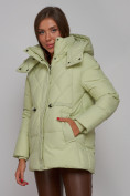 Купить Зимняя женская куртка модная с капюшоном салатового цвета 52302Sl, фото 10