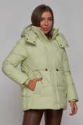 Купить Зимняя женская куртка модная с капюшоном салатового цвета 52302Sl, фото 11