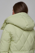 Купить Зимняя женская куртка модная с капюшоном салатового цвета 52302Sl, фото 14