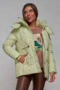 Купить Зимняя женская куртка модная с капюшоном салатового цвета 52302Sl, фото 17