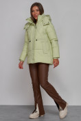 Купить Зимняя женская куртка модная с капюшоном салатового цвета 52302Sl, фото 2