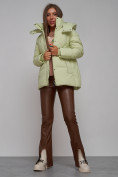 Купить Зимняя женская куртка модная с капюшоном салатового цвета 52302Sl, фото 20