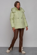 Купить Зимняя женская куртка модная с капюшоном салатового цвета 52302Sl, фото 3