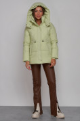 Купить Зимняя женская куртка модная с капюшоном салатового цвета 52302Sl, фото 5