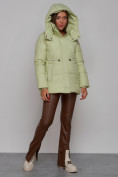 Купить Зимняя женская куртка модная с капюшоном салатового цвета 52302Sl, фото 6