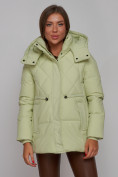 Купить Зимняя женская куртка модная с капюшоном салатового цвета 52302Sl, фото 9