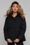 Купить Зимняя женская куртка модная с капюшоном черного цвета 52303Ch, фото 7