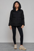 Купить Зимняя женская куртка модная с капюшоном черного цвета 52303Ch, фото 8