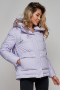 Купить Зимняя женская куртка модная с капюшоном фиолетового цвета 52303F, фото 13