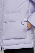 Купить Зимняя женская куртка модная с капюшоном фиолетового цвета 52303F, фото 14