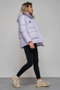 Купить Зимняя женская куртка модная с капюшоном фиолетового цвета 52303F, фото 21
