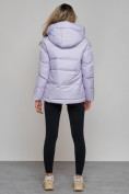Купить Зимняя женская куртка модная с капюшоном фиолетового цвета 52303F, фото 6