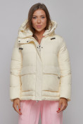 Купить Зимняя женская куртка модная с капюшоном светло-желтого цвета 52303SJ, фото 8