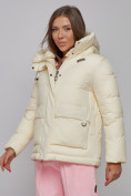 Купить Зимняя женская куртка модная с капюшоном светло-желтого цвета 52303SJ, фото 9