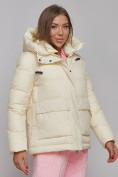 Купить Зимняя женская куртка модная с капюшоном светло-желтого цвета 52303SJ, фото 10
