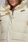 Купить Зимняя женская куртка модная с капюшоном светло-желтого цвета 52303SJ, фото 13