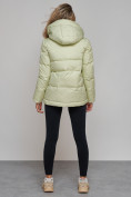 Купить Зимняя женская куртка модная с капюшоном салатового цвета 52303Sl, фото 4