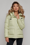 Купить Зимняя женская куртка модная с капюшоном салатового цвета 52303Sl, фото 5