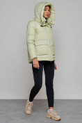 Купить Зимняя женская куртка модная с капюшоном салатового цвета 52303Sl, фото 7