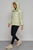 Купить Зимняя женская куртка модная с капюшоном салатового цвета 52303Sl, фото 8