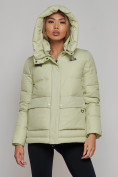 Купить Зимняя женская куртка модная с капюшоном салатового цвета 52303Sl, фото 9