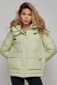 Купить Зимняя женская куртка модная с капюшоном салатового цвета 52303Sl, фото 10