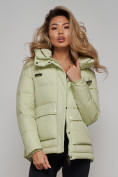 Купить Зимняя женская куртка модная с капюшоном салатового цвета 52303Sl, фото 20