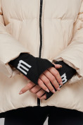 Купить Зимняя женская куртка модная с капюшоном бежевого цвета 52306B, фото 13