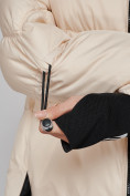 Купить Зимняя женская куртка модная с капюшоном бежевого цвета 52306B, фото 14