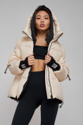 Купить Зимняя женская куртка модная с капюшоном бежевого цвета 52306B, фото 23