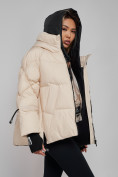 Купить Зимняя женская куртка модная с капюшоном бежевого цвета 52306B, фото 25